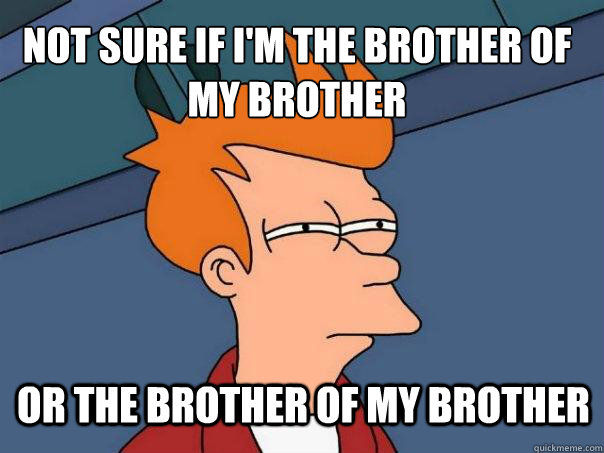 not sure if I'm the brother of my brother or the brother of my brother  Futurama Fry