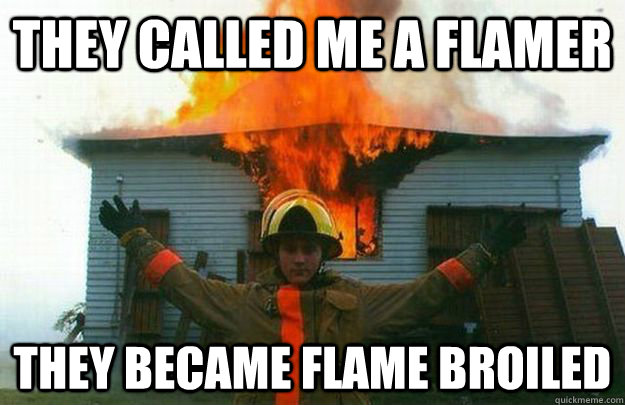 They called me a flamer They became flame broiled   