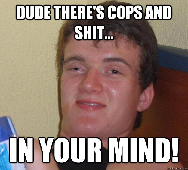 Dude there's cops and shit... in your mind!  10 Guy