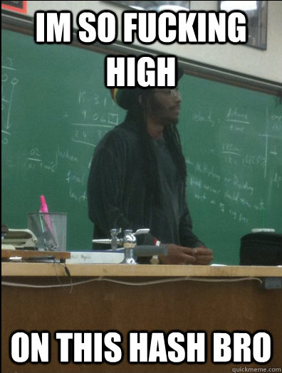 im so fucking high on this hash bro  Rasta Science Teacher