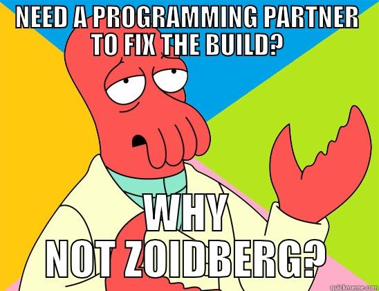 NEED A PROGRAMMING PARTNER TO FIX THE BUILD? WHY NOT ZOIDBERG? Futurama Zoidberg 