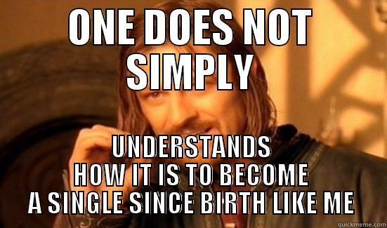 ONE DOES NOT - ONE DOES NOT SIMPLY UNDERSTANDS HOW IT IS TO BECOME A SINGLE SINCE BIRTH LIKE ME Boromir