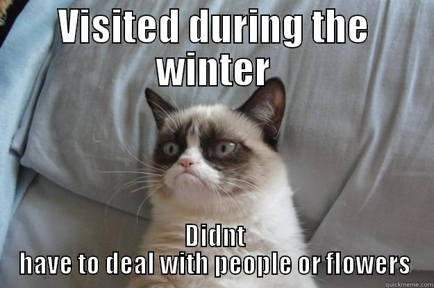 VISITED DURING THE WINTER DIDNT HAVE TO DEAL WITH PEOPLE OR FLOWERS Grumpy Cat