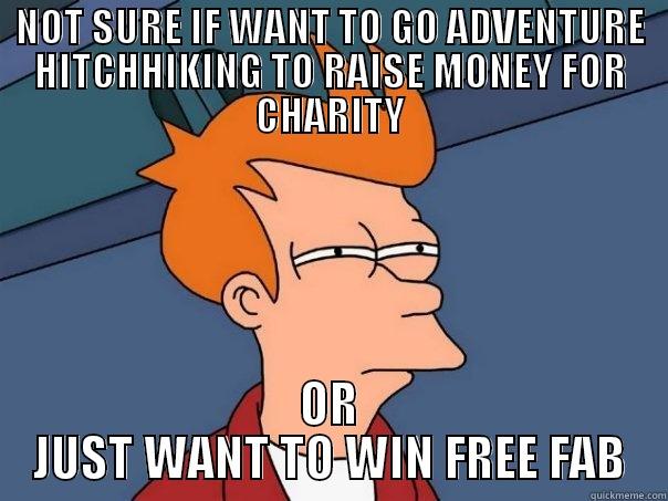 NOT SURE IF WANT TO GO ADVENTURE HITCHHIKING TO RAISE MONEY FOR CHARITY OR JUST WANT TO WIN FREE FAB Futurama Fry