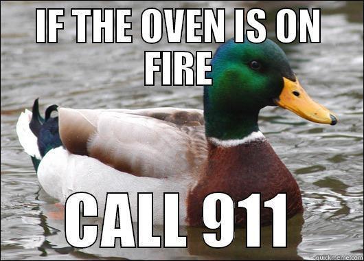 IF THE OVEN IS ON FIRE CALL 911 Actual Advice Mallard