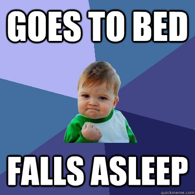 goes to bed falls asleep   Success Kid