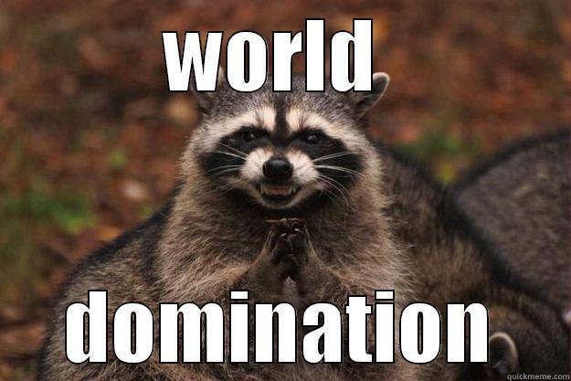 world domination - WORLD  DOMINATION Evil Plotting Raccoon