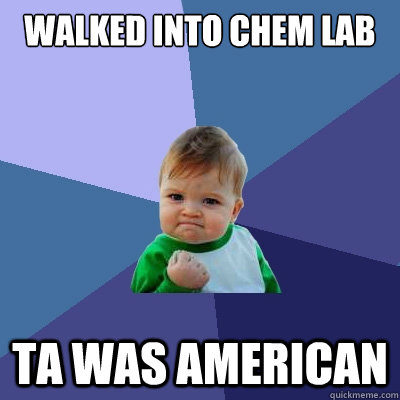 walked into chem lab ta was american  Success Kid