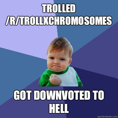 Trolled /r/trollXChromosomes Got downvoted to hell - Trolled /r/trollXChromosomes Got downvoted to hell  Success Kid