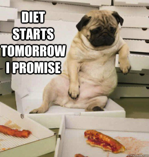 Diet starts tomorrow i promise - Diet starts tomorrow i promise  pug pizza