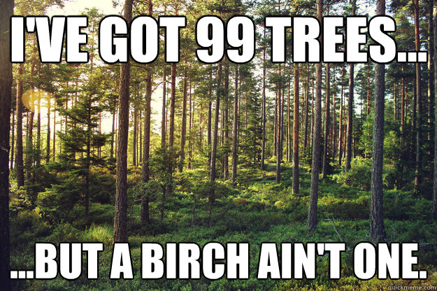 I've got 99 Trees... ...but a Birch ain't one.  Trees