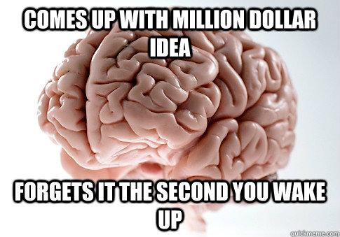 Comes up with million dollar idea Forgets it the second you wake up   Scumbag Brain