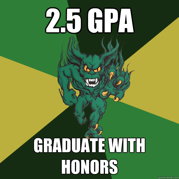 2.5 GPA Graduate with honors - 2.5 GPA Graduate with honors  Green Terror