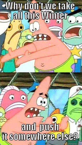 WHY DON'T WE TAKE ALL THIS WINTER AND  PUSH IT SOMEWHERE ELSE? Push it somewhere else Patrick