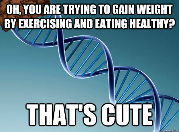 Oh, you are trying to gain weight by exercising and eating healthy? That's cute - Oh, you are trying to gain weight by exercising and eating healthy? That's cute  Scumbag Genetics