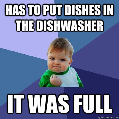 has to put dishes in the dishwasher it was full - has to put dishes in the dishwasher it was full  Success Kid