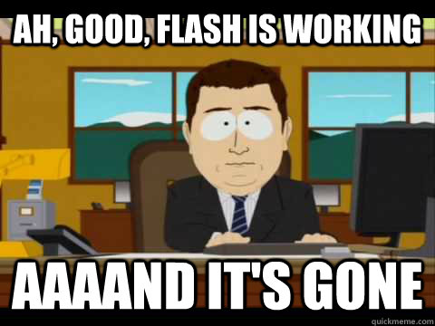 Ah, Good, Flash is working aaaAnd It's Gone - Ah, Good, Flash is working aaaAnd It's Gone  And its gone