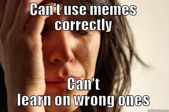 CAN'T USE MEMES CORRECTLY CAN'T LEARN ON WRONG ONES First World Problems