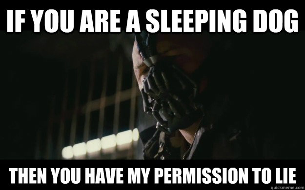 If you are a sleeping dog then you have my permission to lie - If you are a sleeping dog then you have my permission to lie  Badass Bane