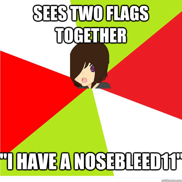 sees two flags together 