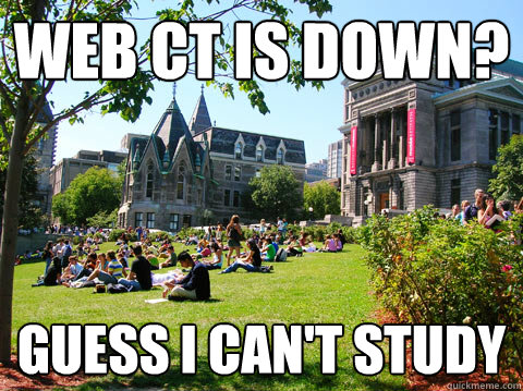 Web Ct is down? guess I can't study  McGill Meme