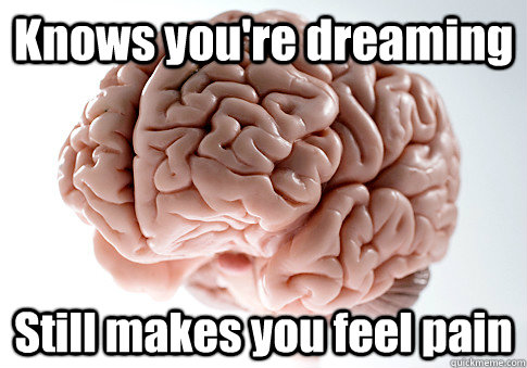 Knows you're dreaming Still makes you feel pain   Scumbag Brain