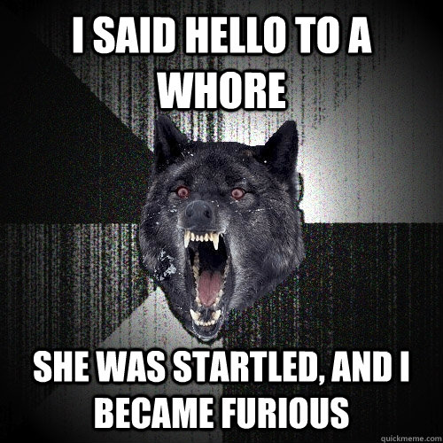 i said hello to a whore She was startled, and i became furious    Insanity Wolf