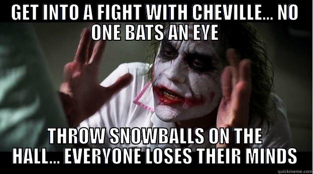 GET INTO A FIGHT WITH CHEVILLE... NO ONE BATS AN EYE THROW SNOWBALLS ON THE HALL... EVERYONE LOSES THEIR MINDS Joker Mind Loss