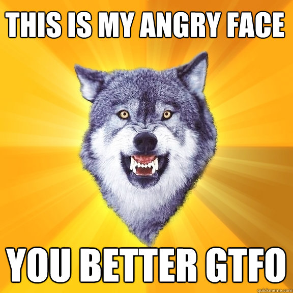 This is my angry face You better GTFO  Courage Wolf