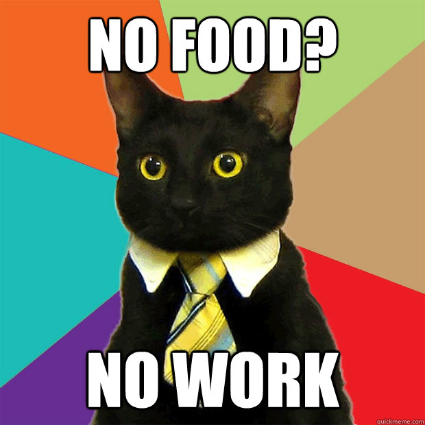 NO FOOD? NO WORK  Business Cat