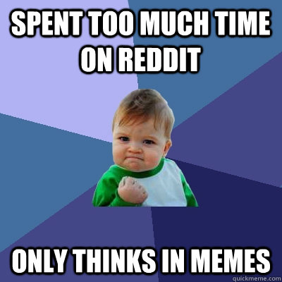 spent too much time on reddit only thinks in memes  Success Kid