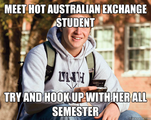 meet hot australian exchange student try and hook up with her all semester  College Freshman