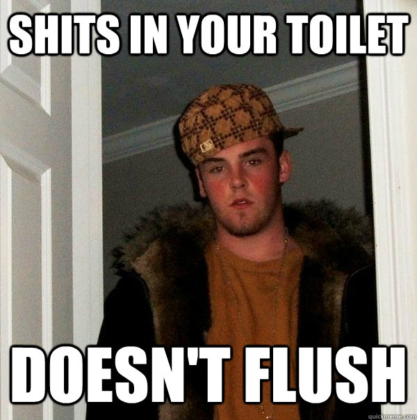 shits in your toilet doesn't flush  Scumbag Steve