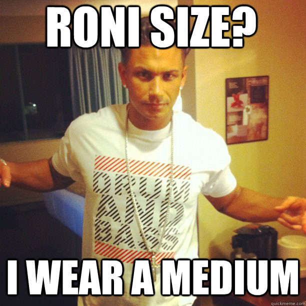 roni size? i wear a medium - roni size? i wear a medium  Drum and Bass DJ Pauly D