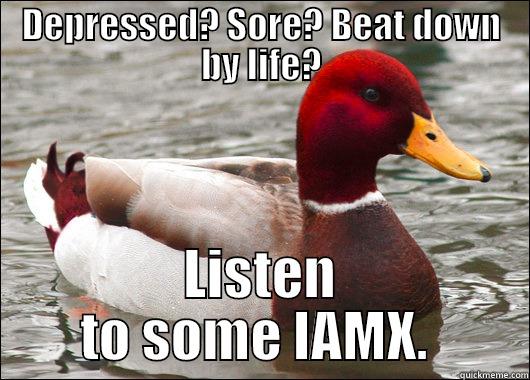 DEPRESSED? SORE? BEAT DOWN BY LIFE? LISTEN TO SOME IAMX.  Malicious Advice Mallard