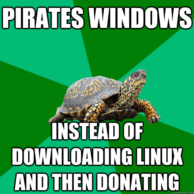 pirates windows instead of downloading Linux and then donating  Torrenting Turtle