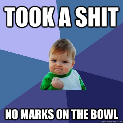 Took a shit No marks on the bowl  Success Kid