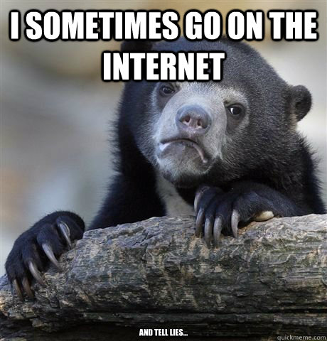 I sometimes go on the internet and tell lies...  Confession Bear