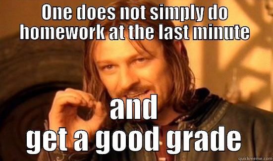 Happens all the time - ONE DOES NOT SIMPLY DO HOMEWORK AT THE LAST MINUTE AND GET A GOOD GRADE Boromir