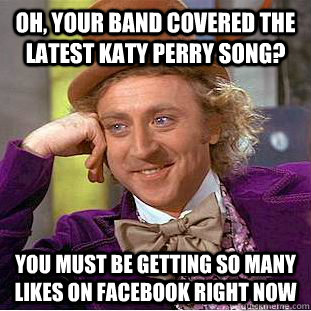 Oh, your band covered the latest katy perry song? You must be getting so many likes on facebook right now - Oh, your band covered the latest katy perry song? You must be getting so many likes on facebook right now  Condescending Wonka