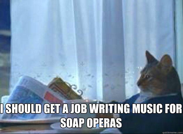 I should get a job writing music for soap operas   I should buy a boat cat