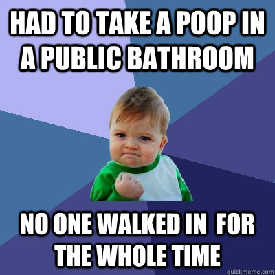 had to take a poop in a public bathroom no one walked in  for the whole time  Success Kid