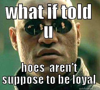 WHAT IF TOLD U HOES  AREN'T SUPPOSE TO BE LOYAL Matrix Morpheus