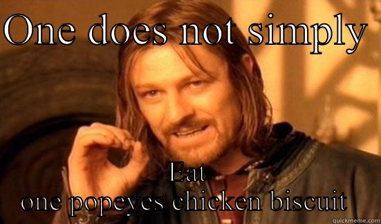 Popeyes chicken  - ONE DOES NOT SIMPLY  EAT ONE POPEYES CHICKEN BISCUIT  Boromir