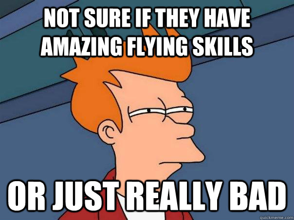 Not sure if they have amazing flying skills Or just really bad  Futurama Fry