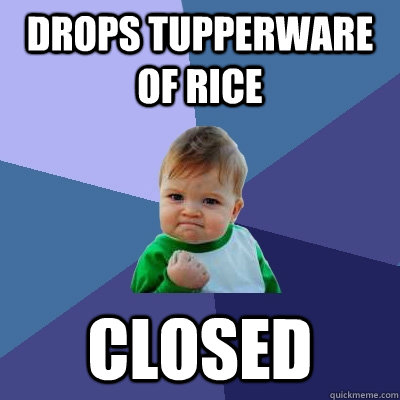 Drops tupperware of rice Closed  Success Kid