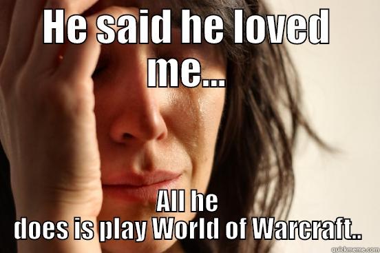 HE SAID HE LOVED ME... ALL HE DOES IS PLAY WORLD OF WARCRAFT.. First World Problems