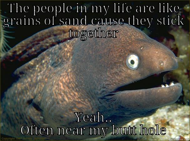 THE PEOPLE IN MY LIFE ARE LIKE GRAINS OF SAND CAUSE THEY STICK TOGETHER YEAH.. OFTEN NEAR MY BUTT HOLE Bad Joke Eel