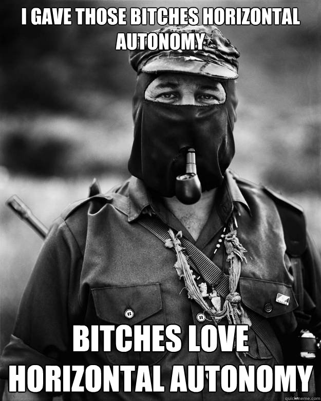 I gave those bitches horizontal autonomy Bitches love horizontal autonomy - I gave those bitches horizontal autonomy Bitches love horizontal autonomy  subcomandante marcos