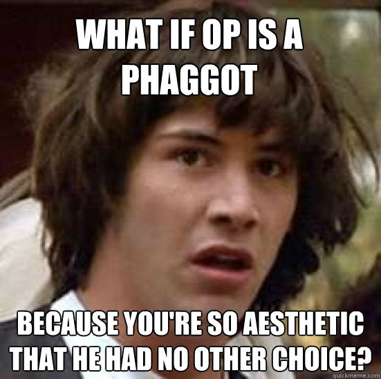 What if OP is a phaggot Because you're so aesthetic that he had no other choice?  conspiracy keanu